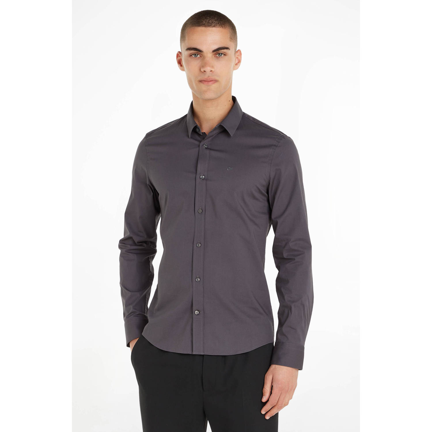 Calvin Klein slim fit overhemd met logo iron gate