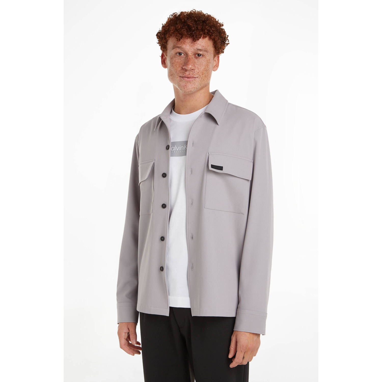 Calvin Klein regular fit overshirt met logo silver sconce