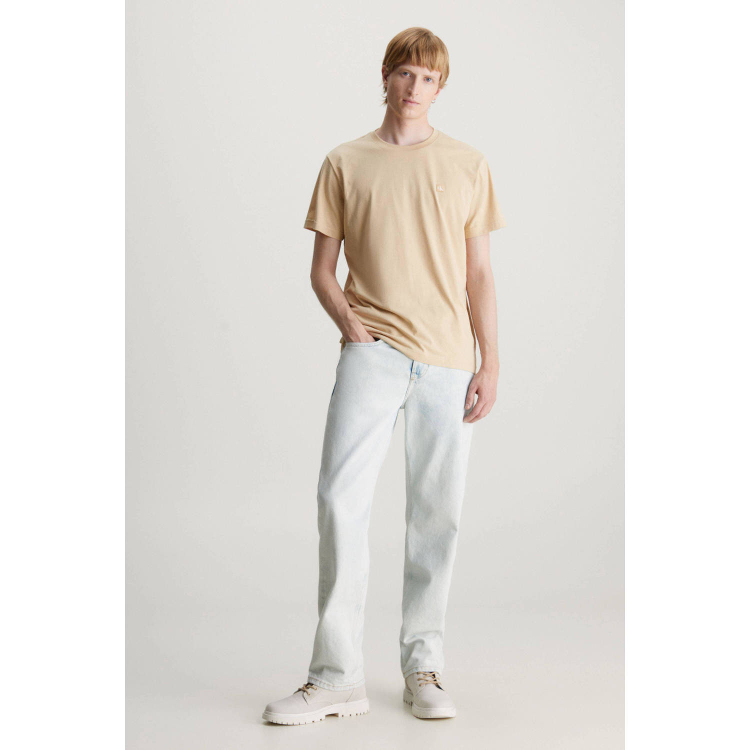 CALVIN KLEIN JEANS regular fit T-shirt met logo warm sand