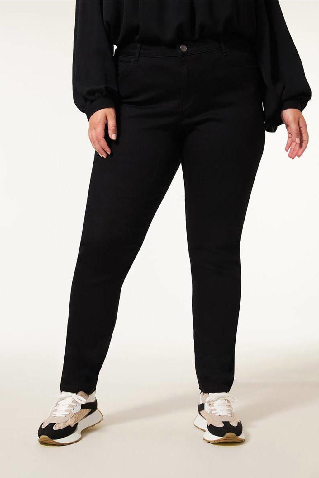 Miss Etam Plus slim fit broek Elise zwart