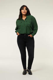 thumbnail: Black denim dames Miss Etam Plus slim fit jeans Jackie black van denim met regular waist en effen