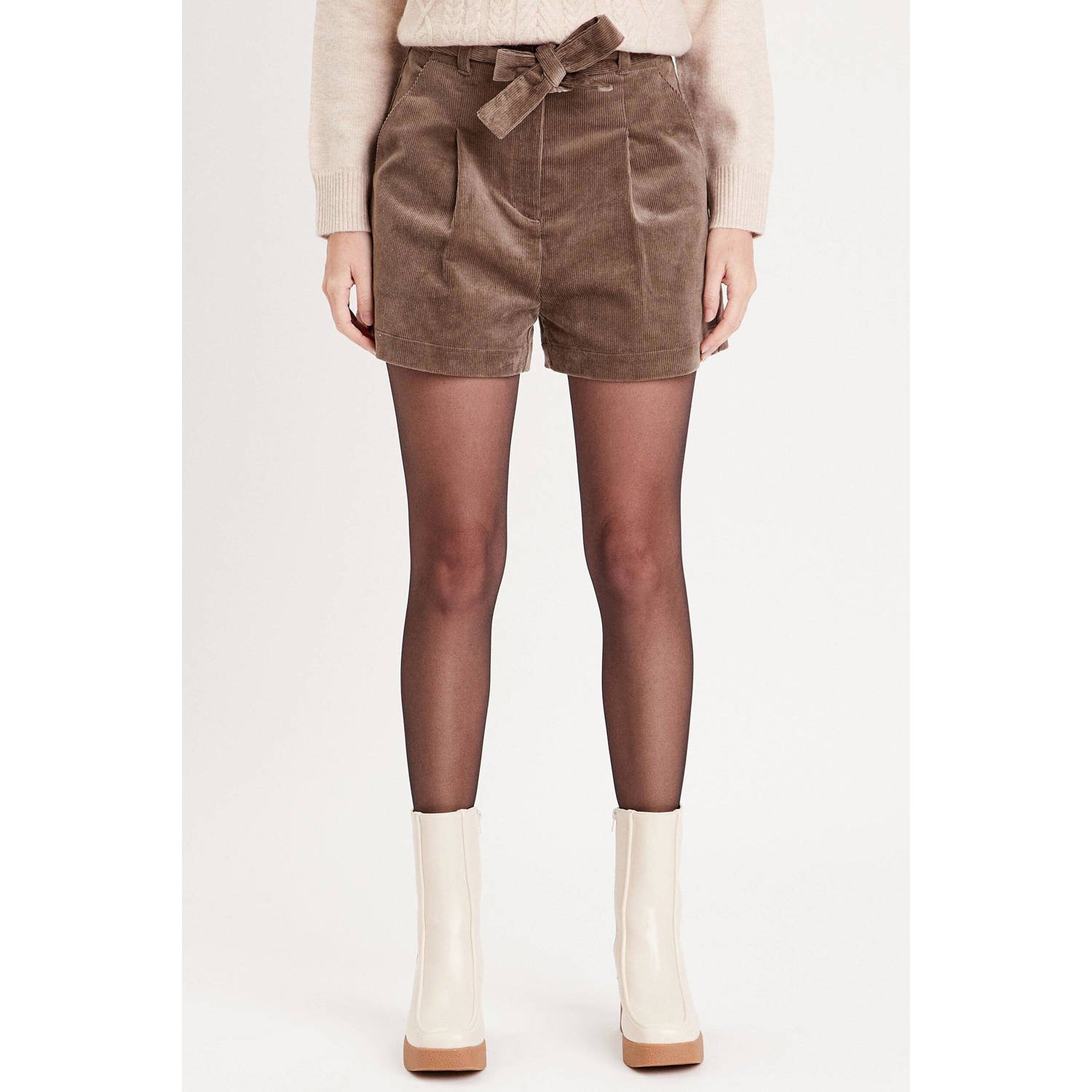 Cache corduroy high waist regular fit short taupe