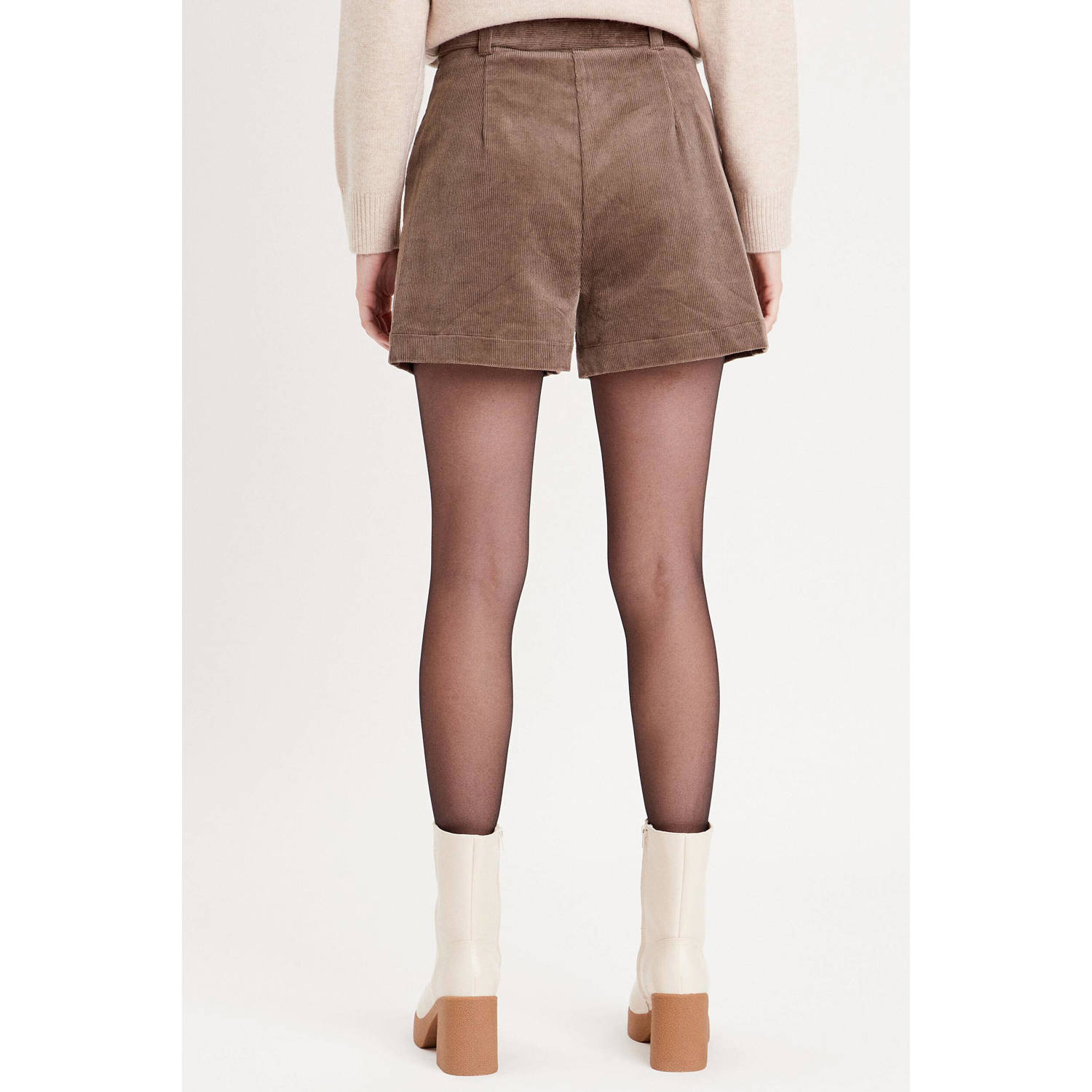 Cache corduroy high waist regular fit short taupe