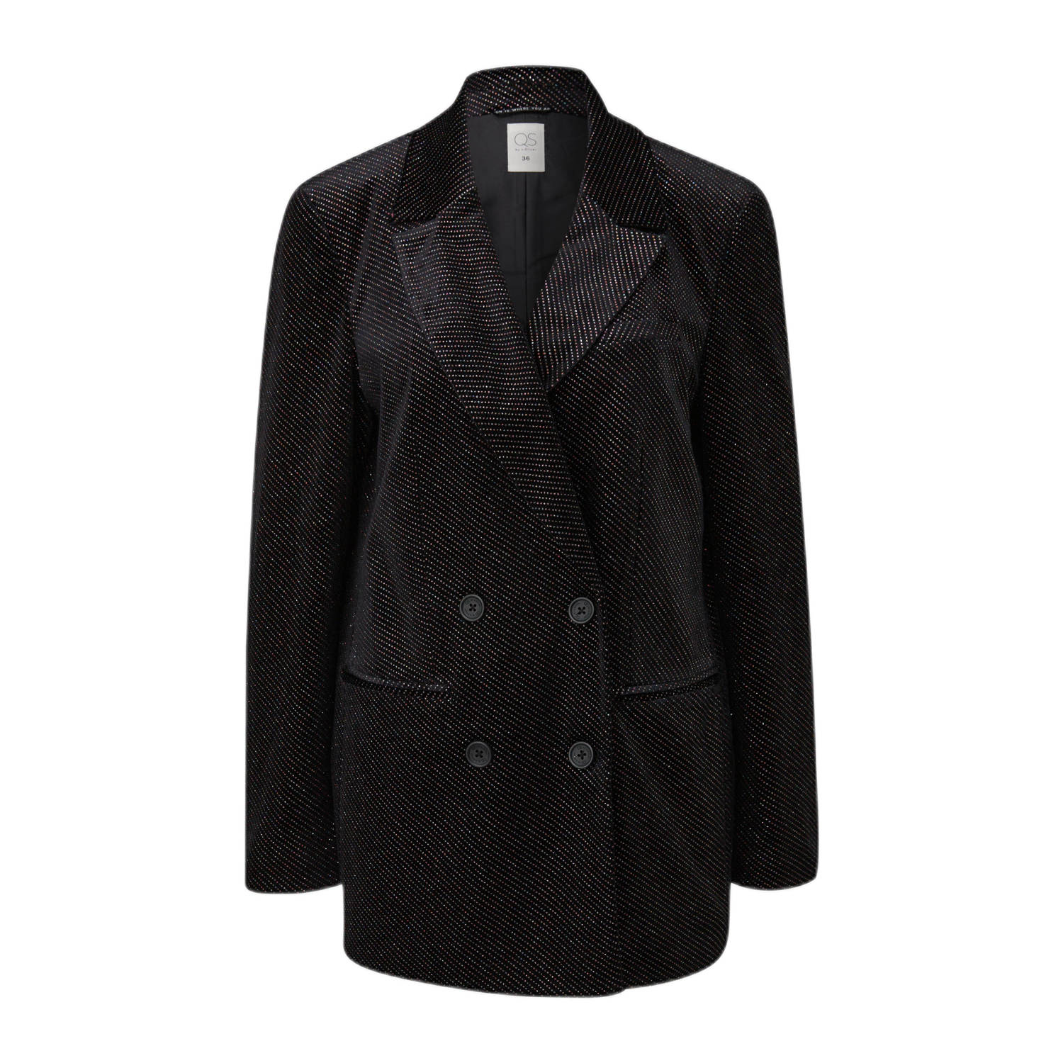 Q S by s.Oliver rechtvallende blazer met glitter zwart