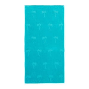 strandlaken Palm - aquablauw (velours) (200x100 cm)