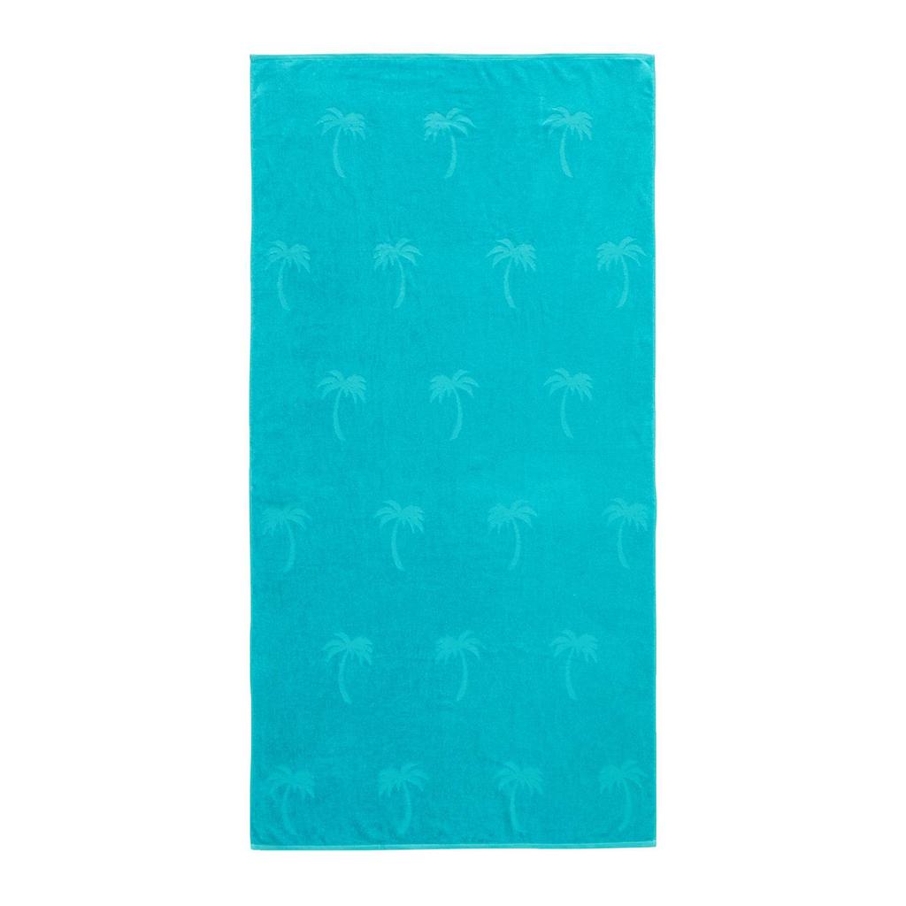 BEACHWAVE strandlaken Palm - aquablauw (velours) (200x100 cm)