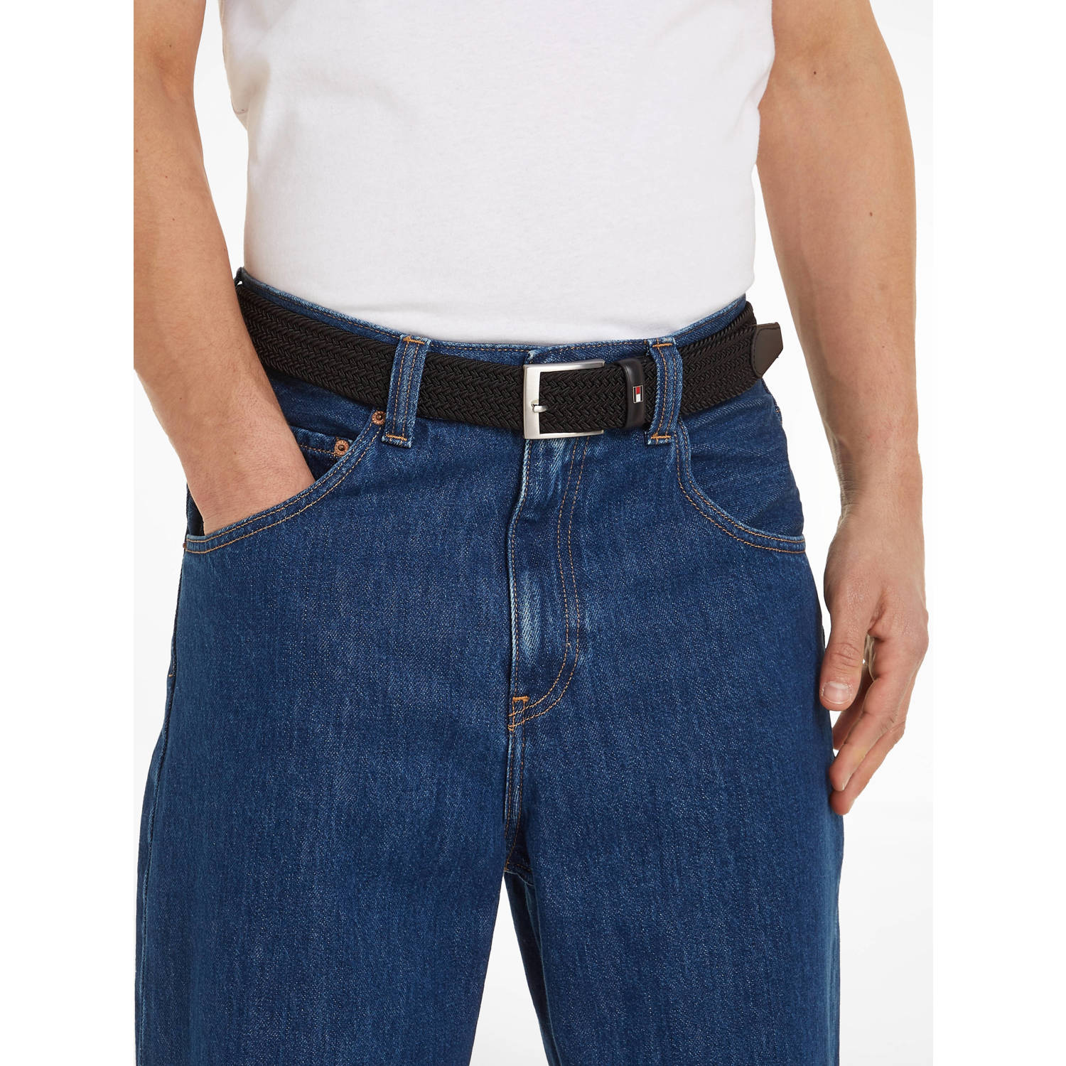 Tommy Hilfiger gevlochten riem New Adan zwart
