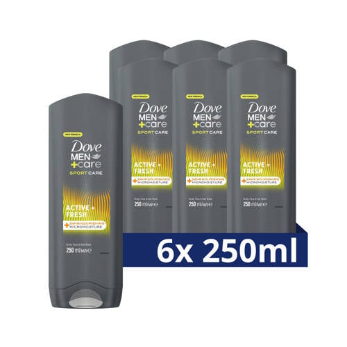 Wehkamp Dove Men+Care Sport Care Active+Fresh 3-in-1 douchegel - 6 x 250 ml aanbieding