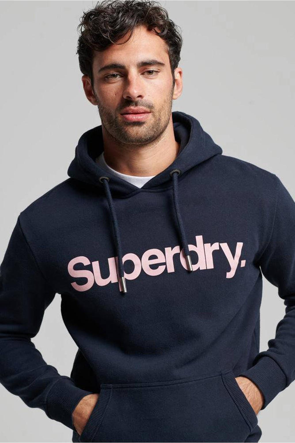 Superdry hoodie met logo eclipse navy | wehkamp