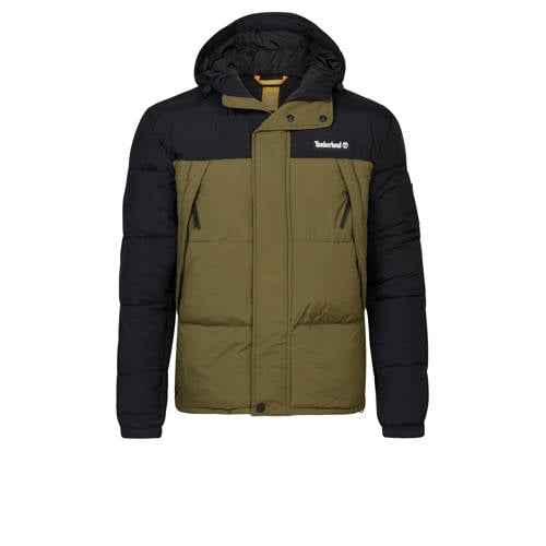 Timberland gewatteerde jas met logo en patches geel multi afbeelding