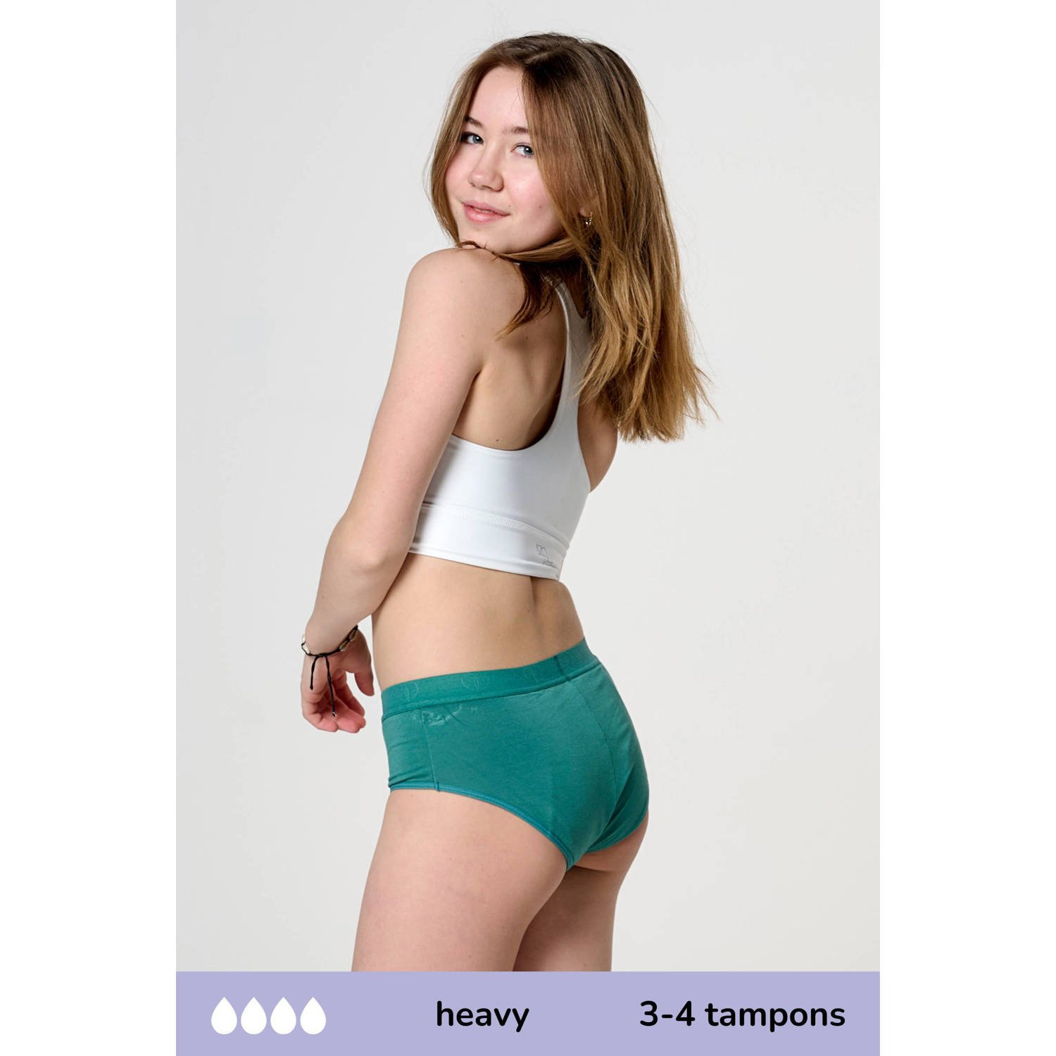 Moodies Undies hipster menstruatieslip heavy groen