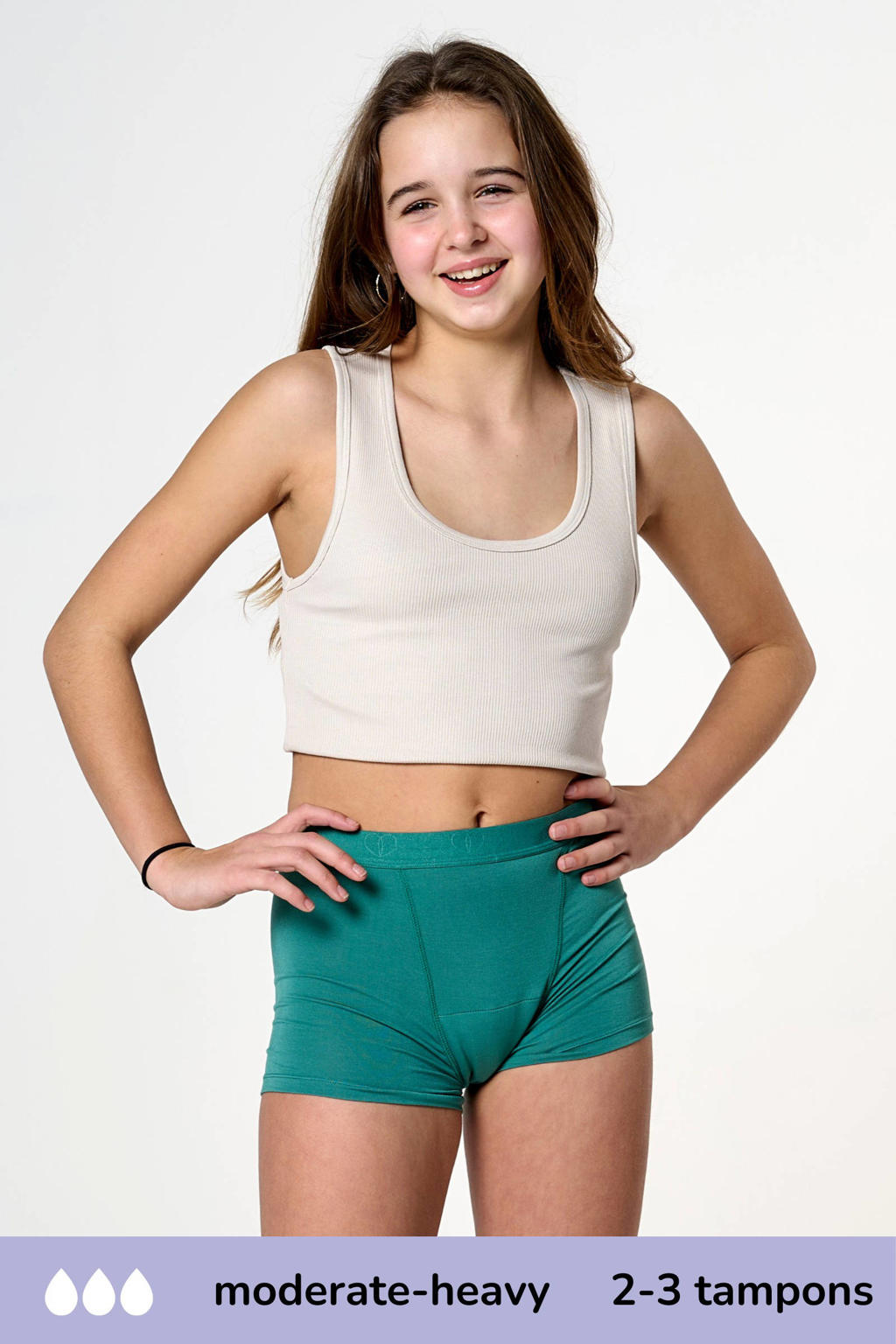Moodies Undies boyshort menstruatieslip medium/heavy groen