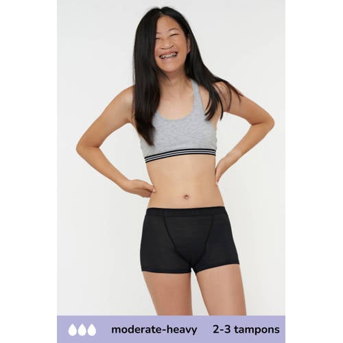 Moodies Undies boyshort menstruatieslip medium/heavy zwart afbeelding