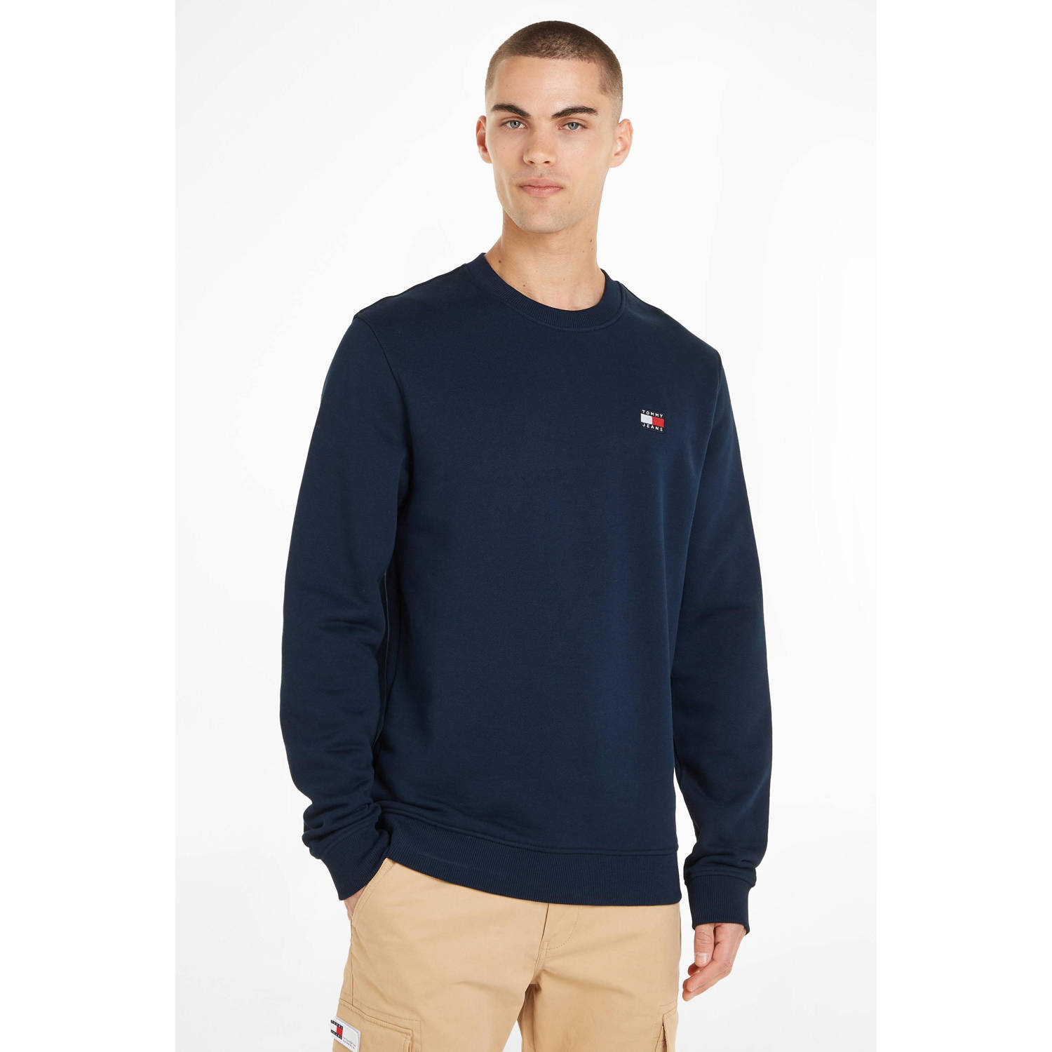 Tommy Hilfiger Blauwe Sweater met Lange Mouwen Logo Applicatie Blue Heren