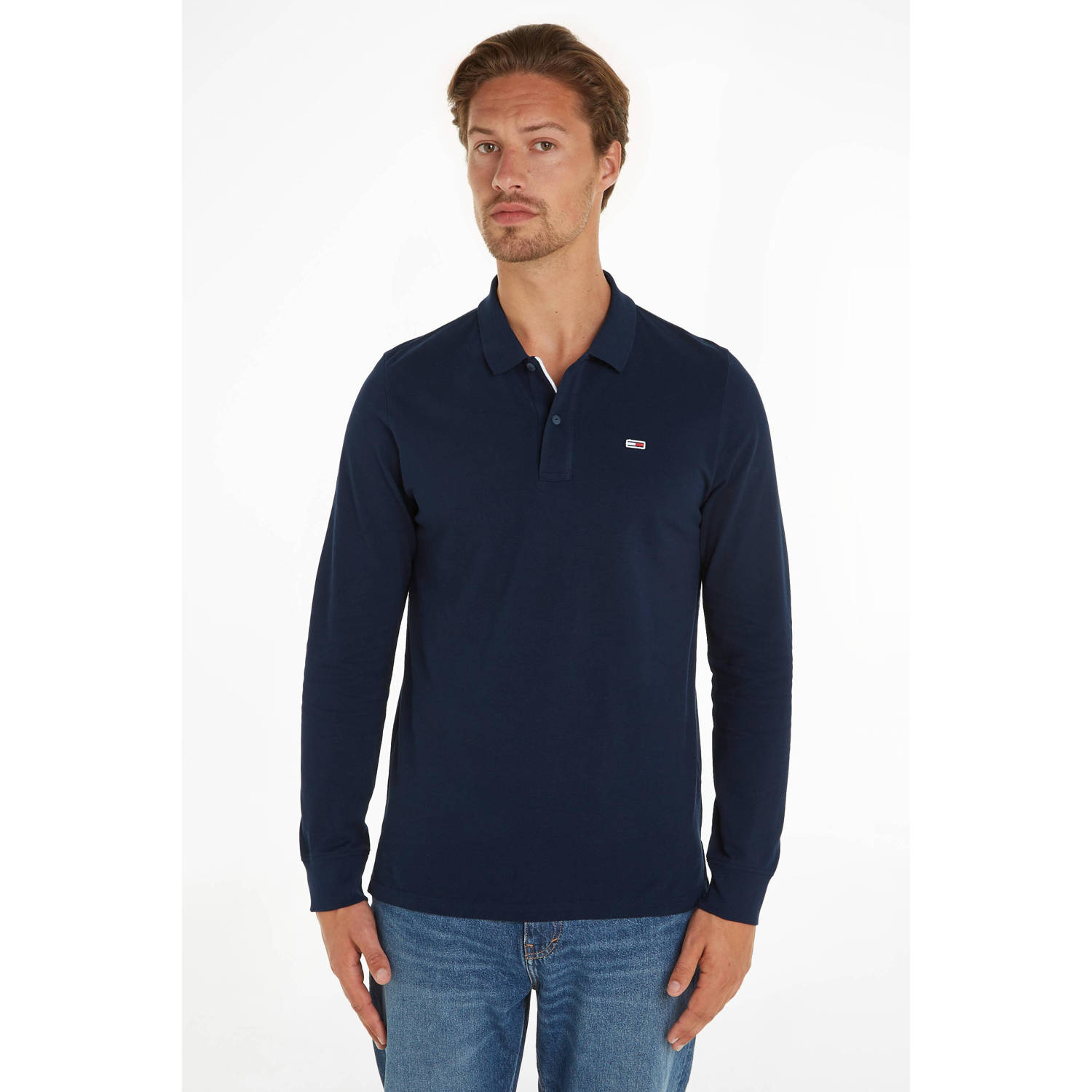 Tommy Jeans Blauw longsleeve regular fit T-shirt Blue Heren