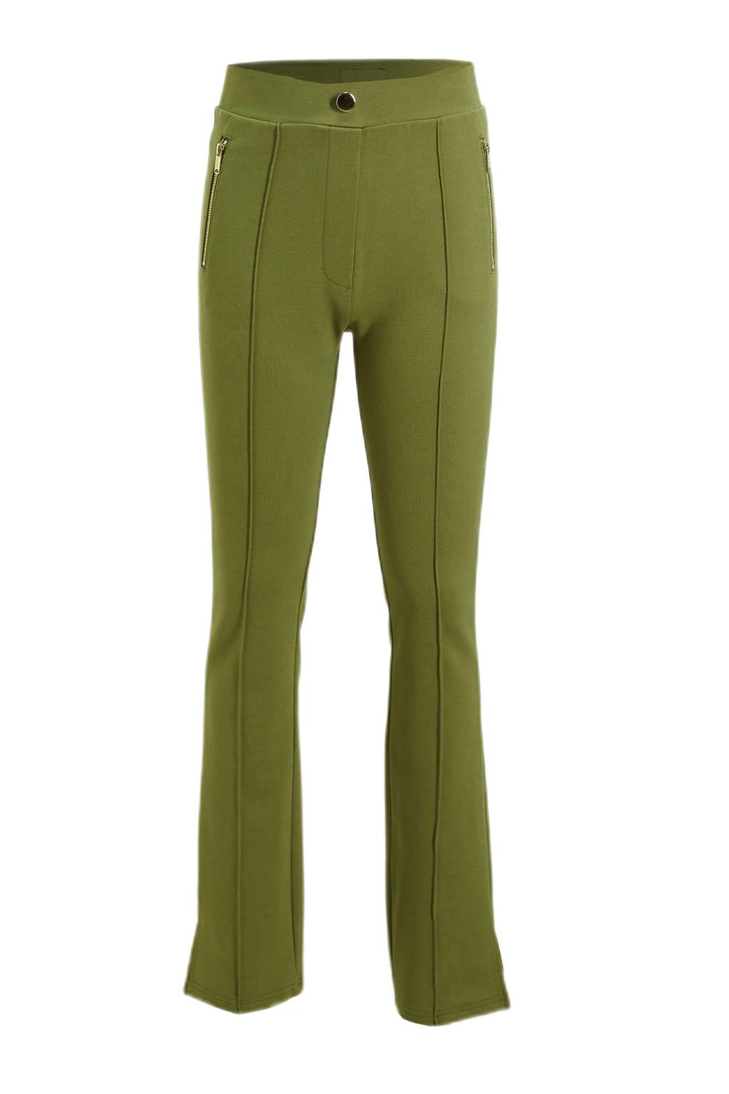 Kakikleurige meisjes Me & My Monkey flared broek Pixi met elastische tailleband