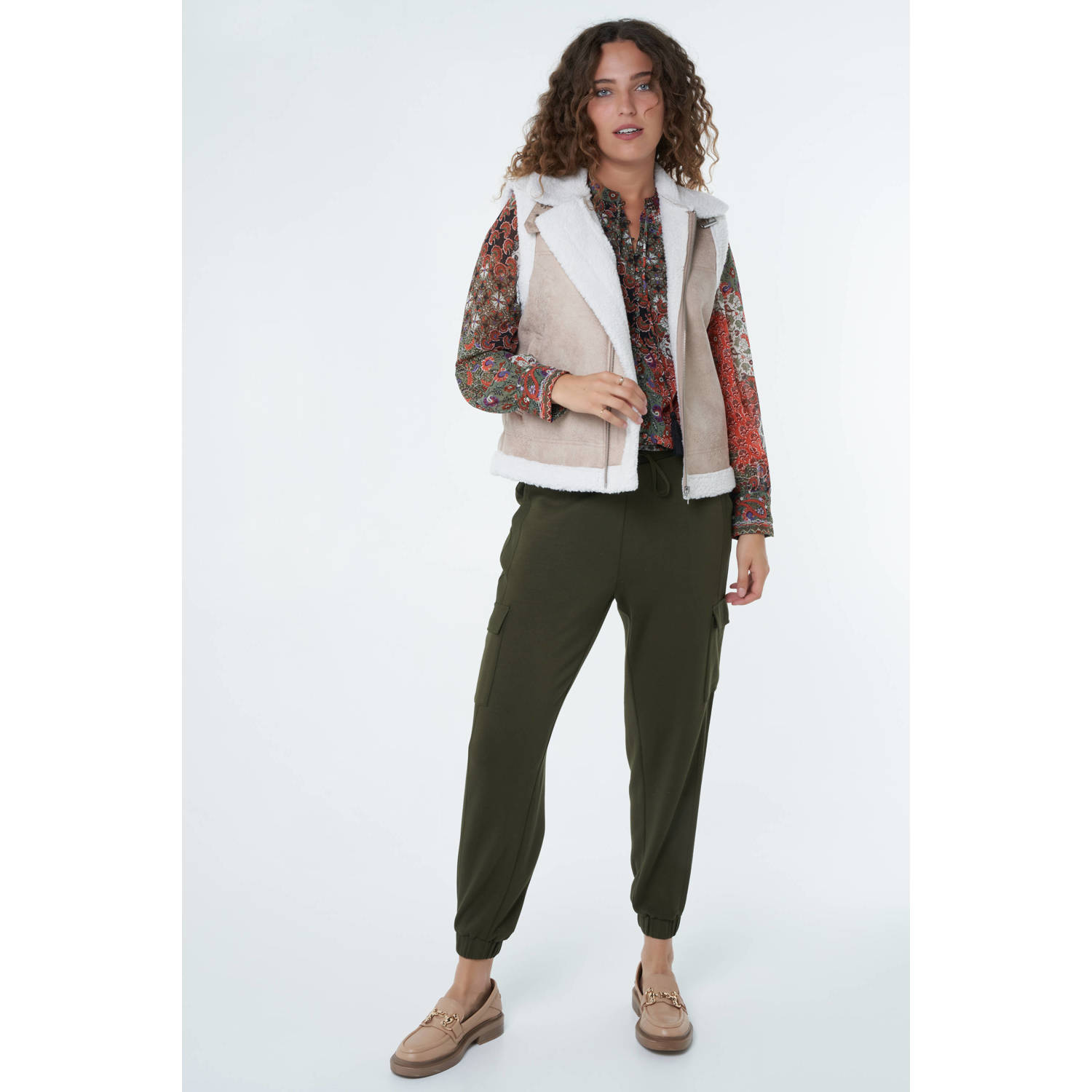 MS Mode imitatieleren gilet beige