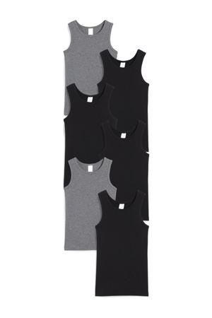 hemd - set van 6 zwart/grijs melange