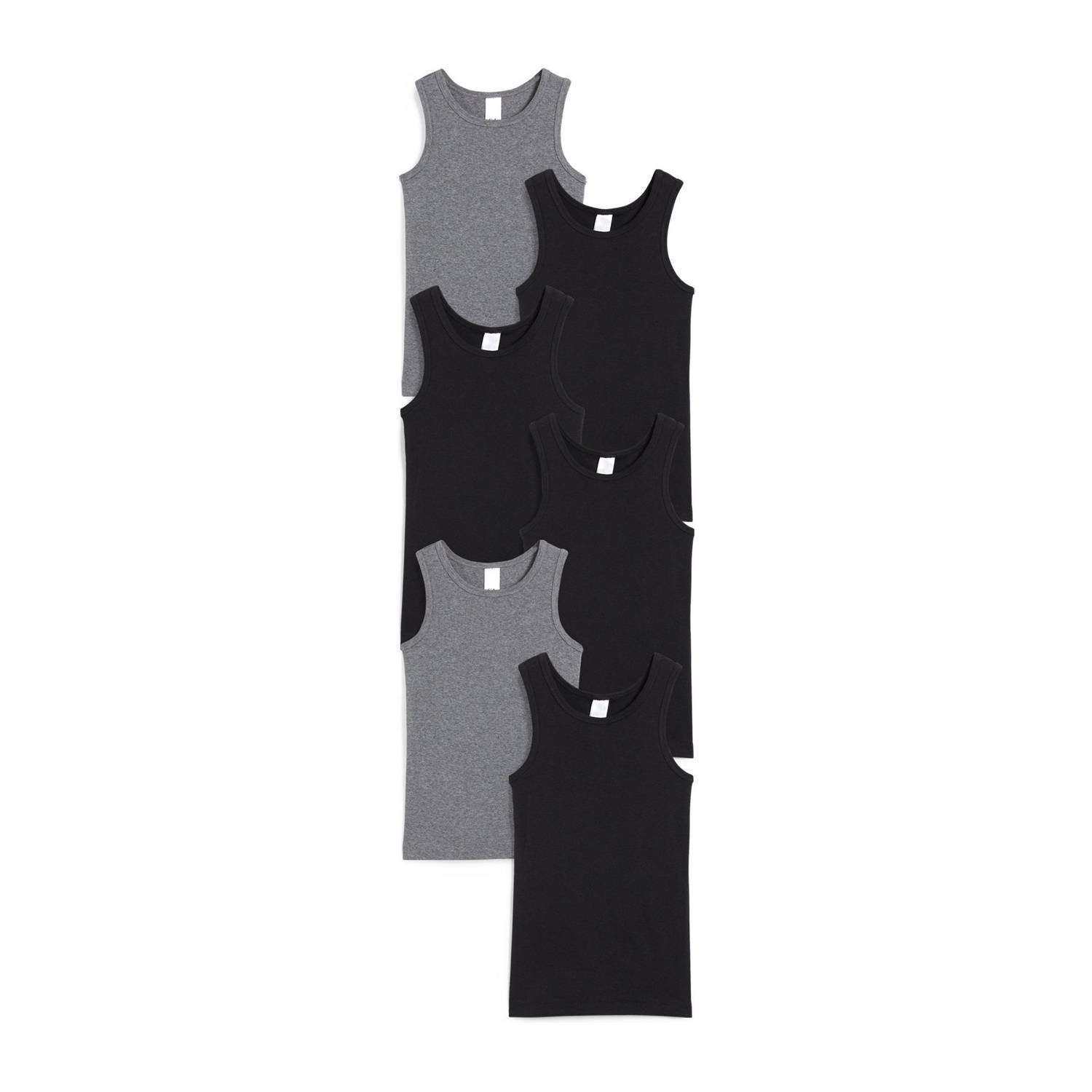 C&A hemd set van 6 zwart grijs melange