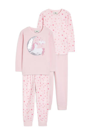 pyjama - set van 2 met all over print zachtroze