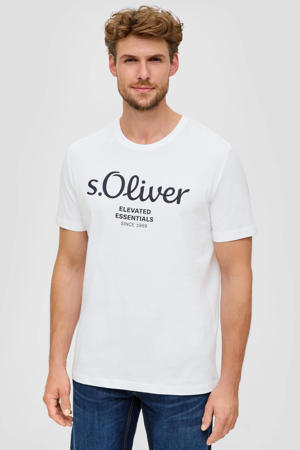 regular fit T-shirt met printopdruk wit