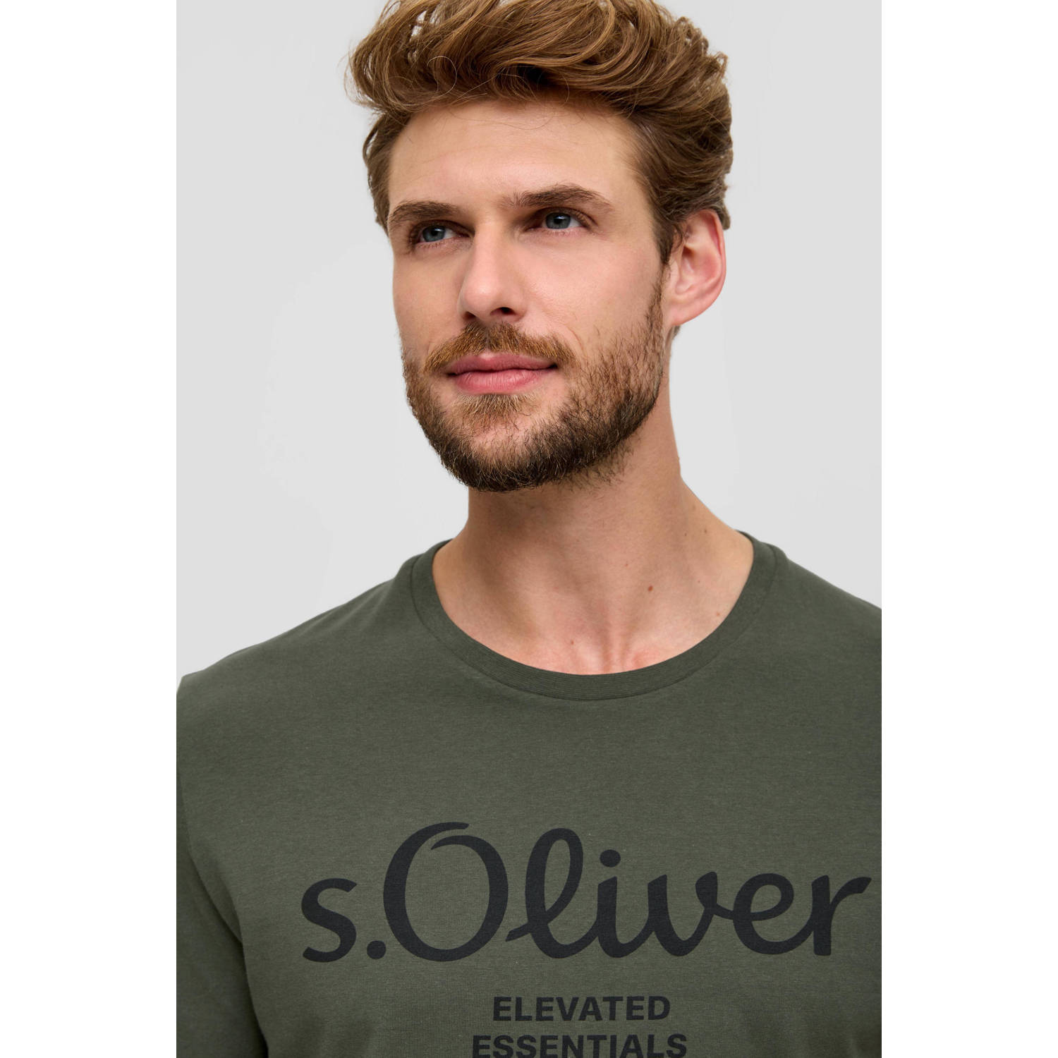 s.Oliver regular fit T-shirt met printopdruk donkergroen