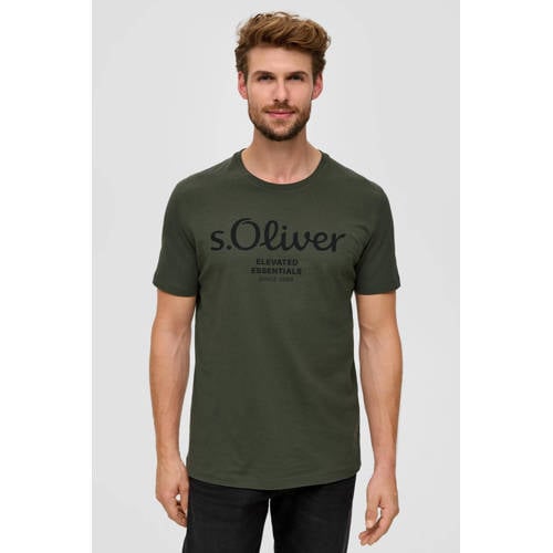 s.Oliver regular fit T-shirt met printopdruk donkergroen afbeelding