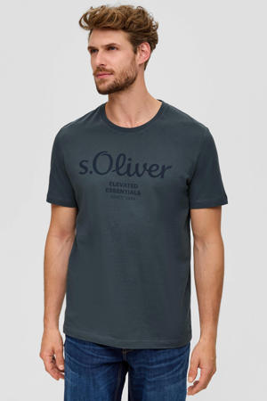 regular fit T-shirt met printopdruk donkergrijs