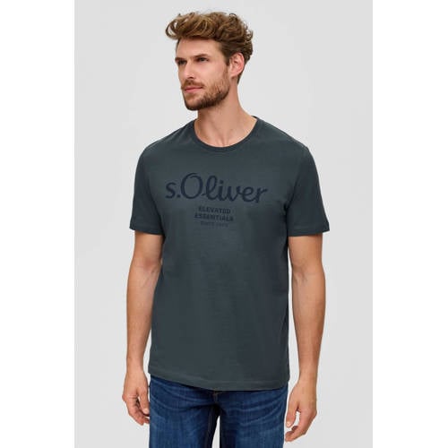 s.Oliver regular fit T-shirt met printopdruk donkergrijs afbeelding