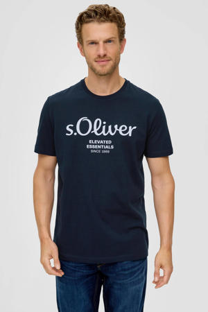 regular fit T-shirt met printopdruk blauw zwart