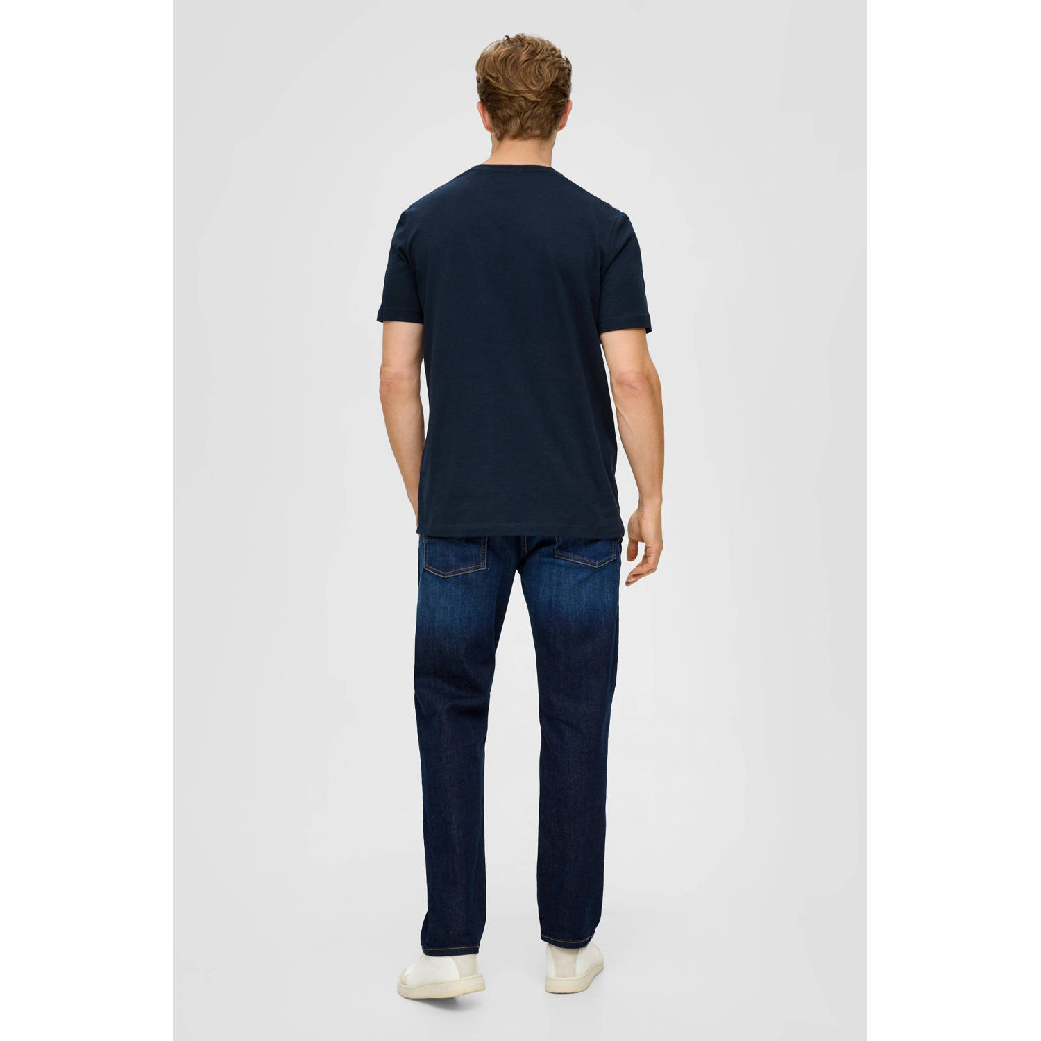 s.Oliver regular fit T-shirt met printopdruk blauw zwart