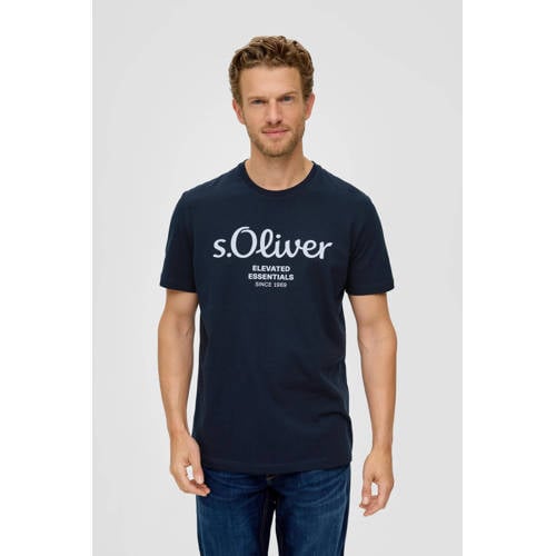 s.Oliver regular fit T-shirt met printopdruk blauw zwart afbeelding