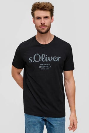 regular fit T-shirt met printopdruk zwart