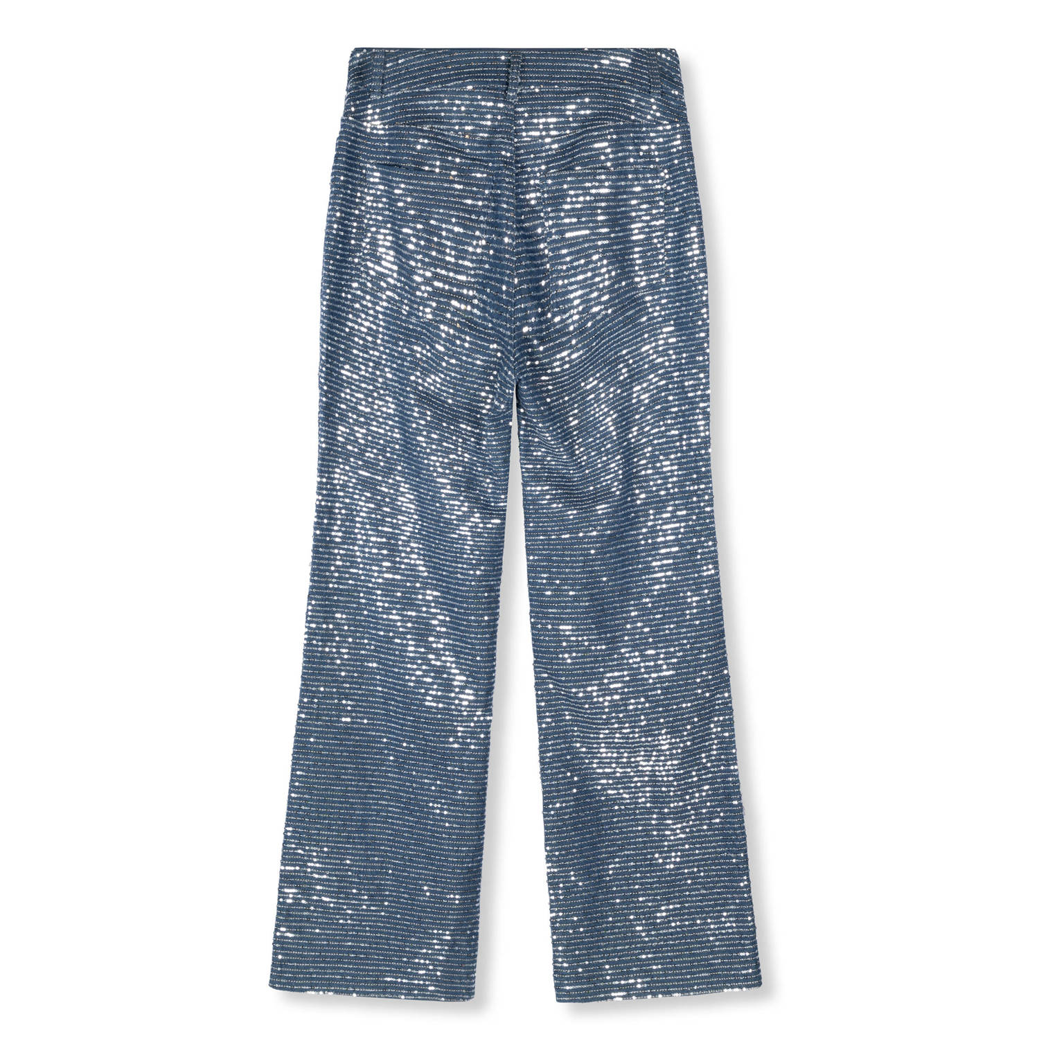 Refined Department metallic high waist straight fit broek Hannah met glitters lichtblauw zilver