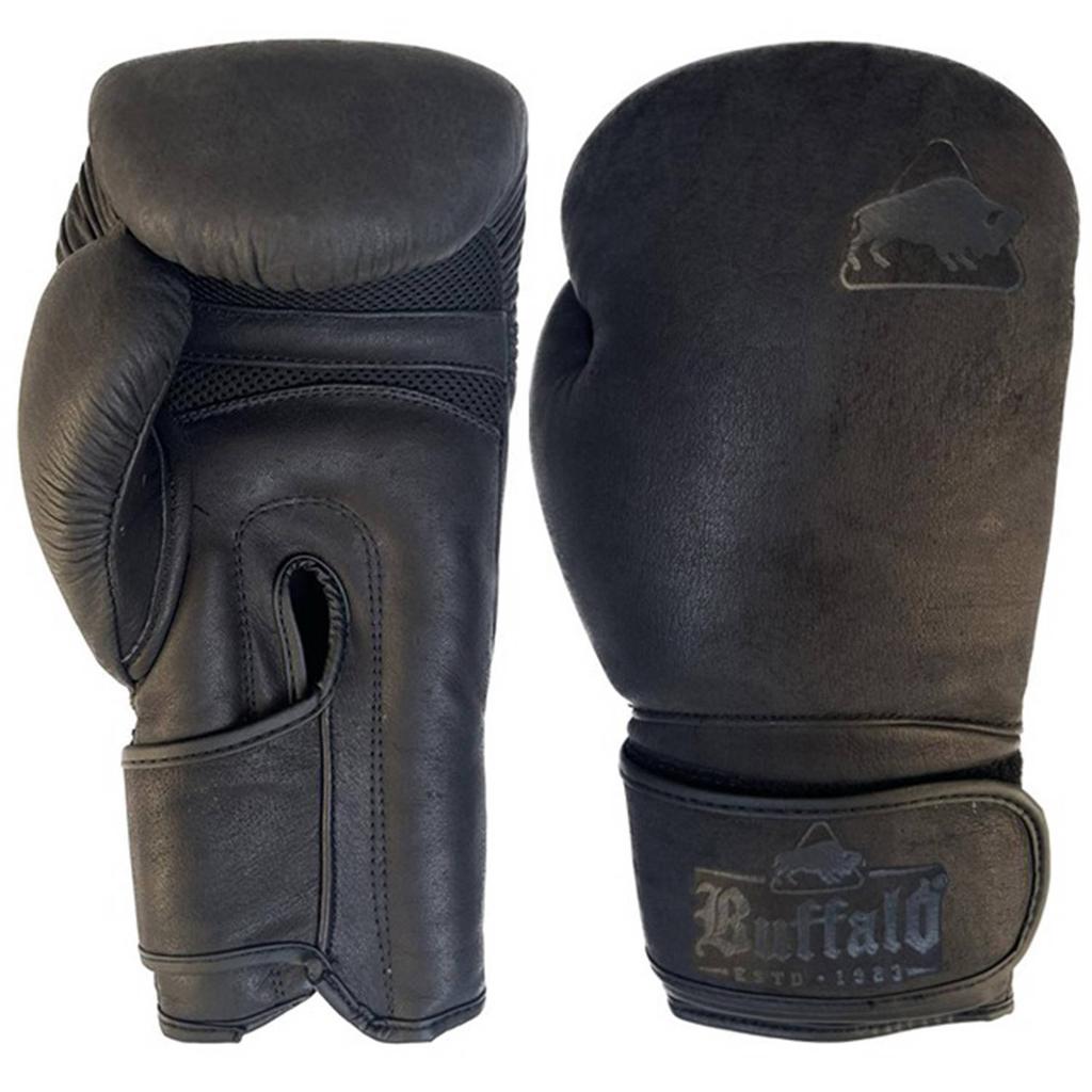 Buffalo leren bokshandschoenen zwart (14oz)