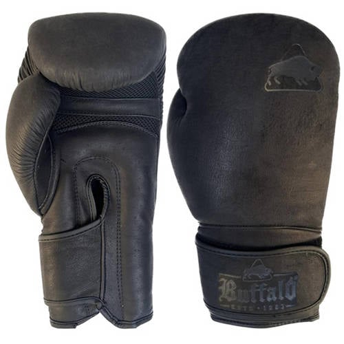 Buffalo leren bokshandschoenen zwart (14oz) afbeelding