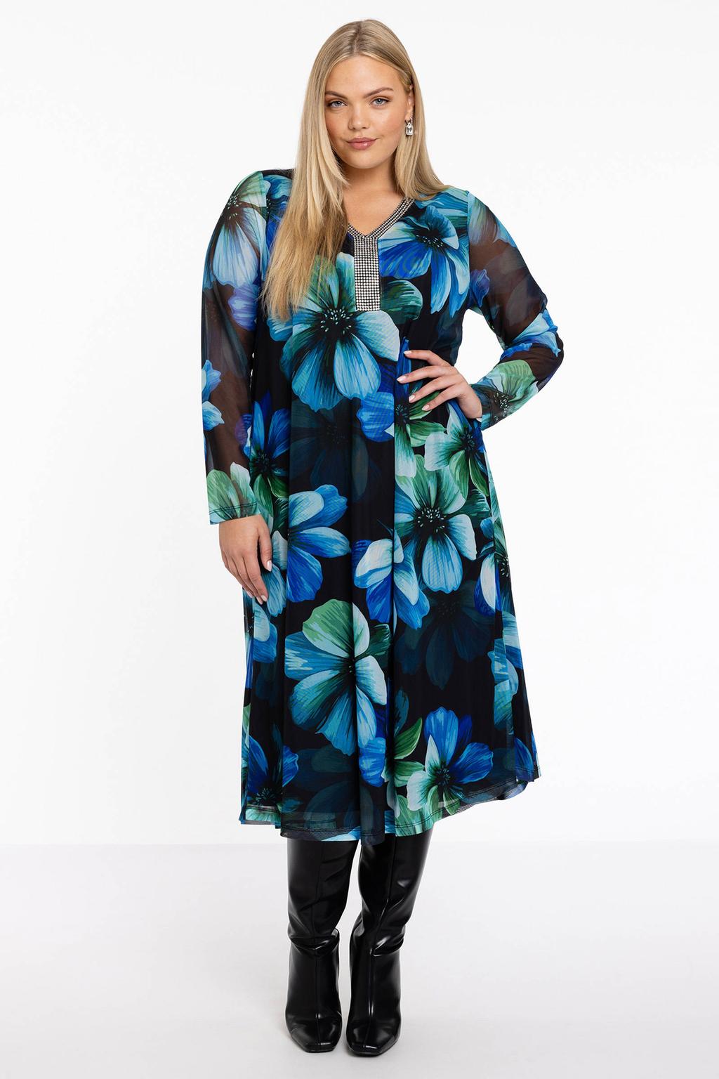 YOEK Loretta's Favourites jurk zwart/blauw/groen
