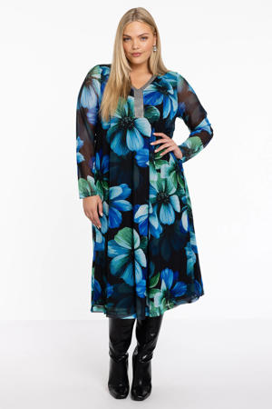 Loretta's Favourites jurk zwart/blauw/groen