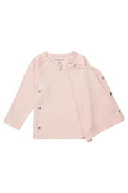 thumbnail: Roze meisjes Noppies baby baby vest Nanyuki met effen, lange mouwen, V-hals en drukknoopsluiting