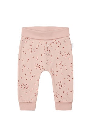 baby regular fit broek Nicea met all over print lichtroze/roze