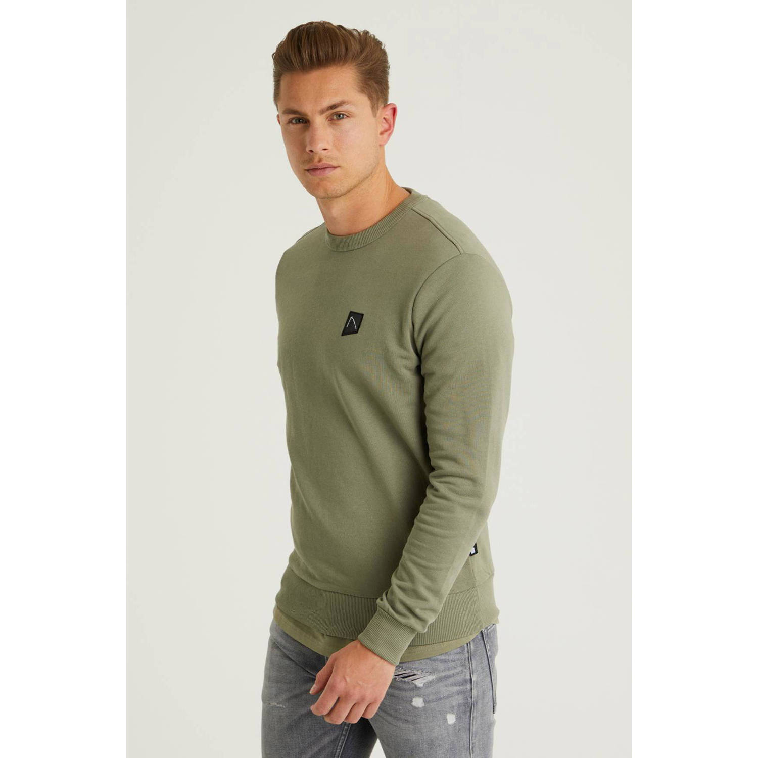 CHASIN' sweater Toby met logo mid green