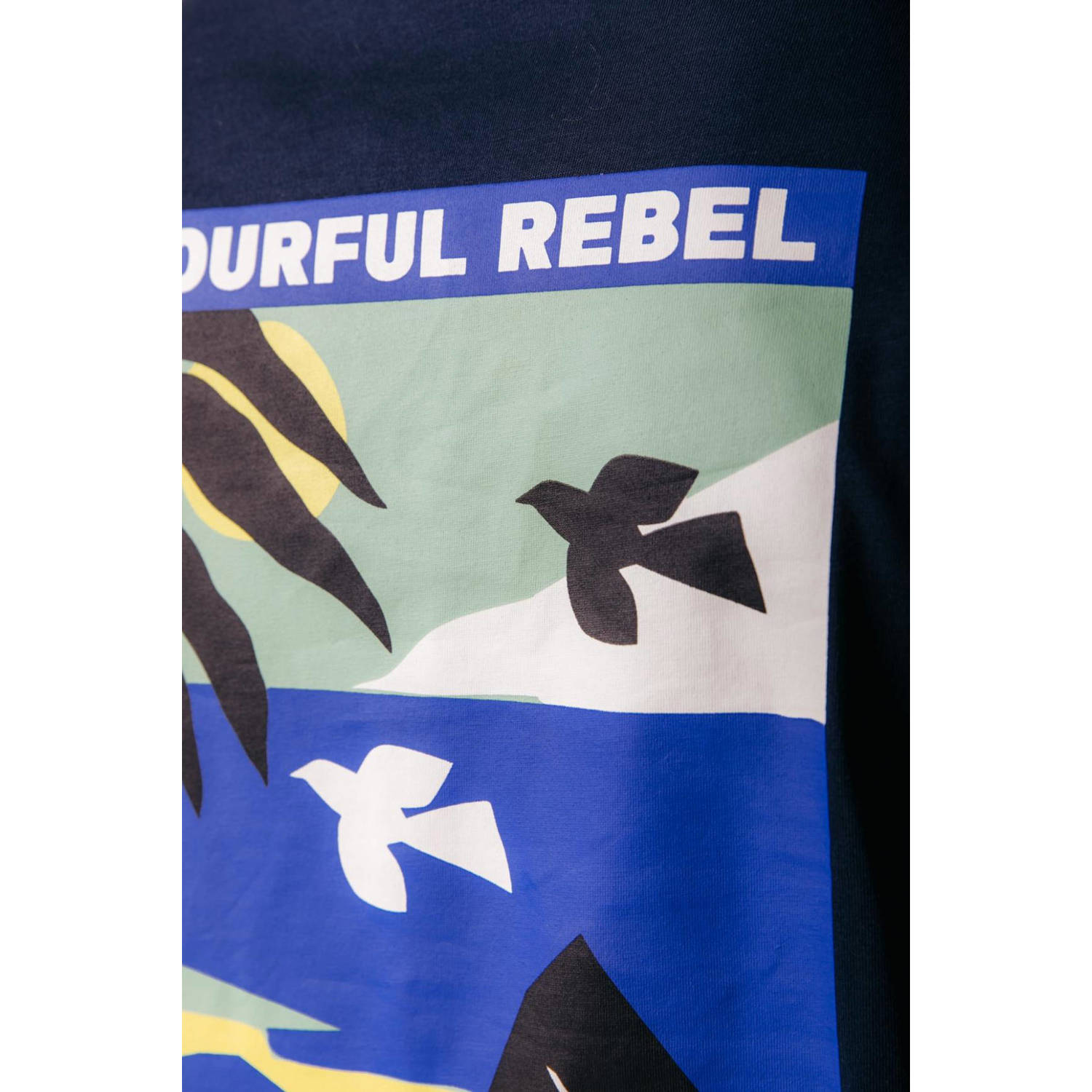 Colourful Rebel T-shirt Scenery met backprint navy