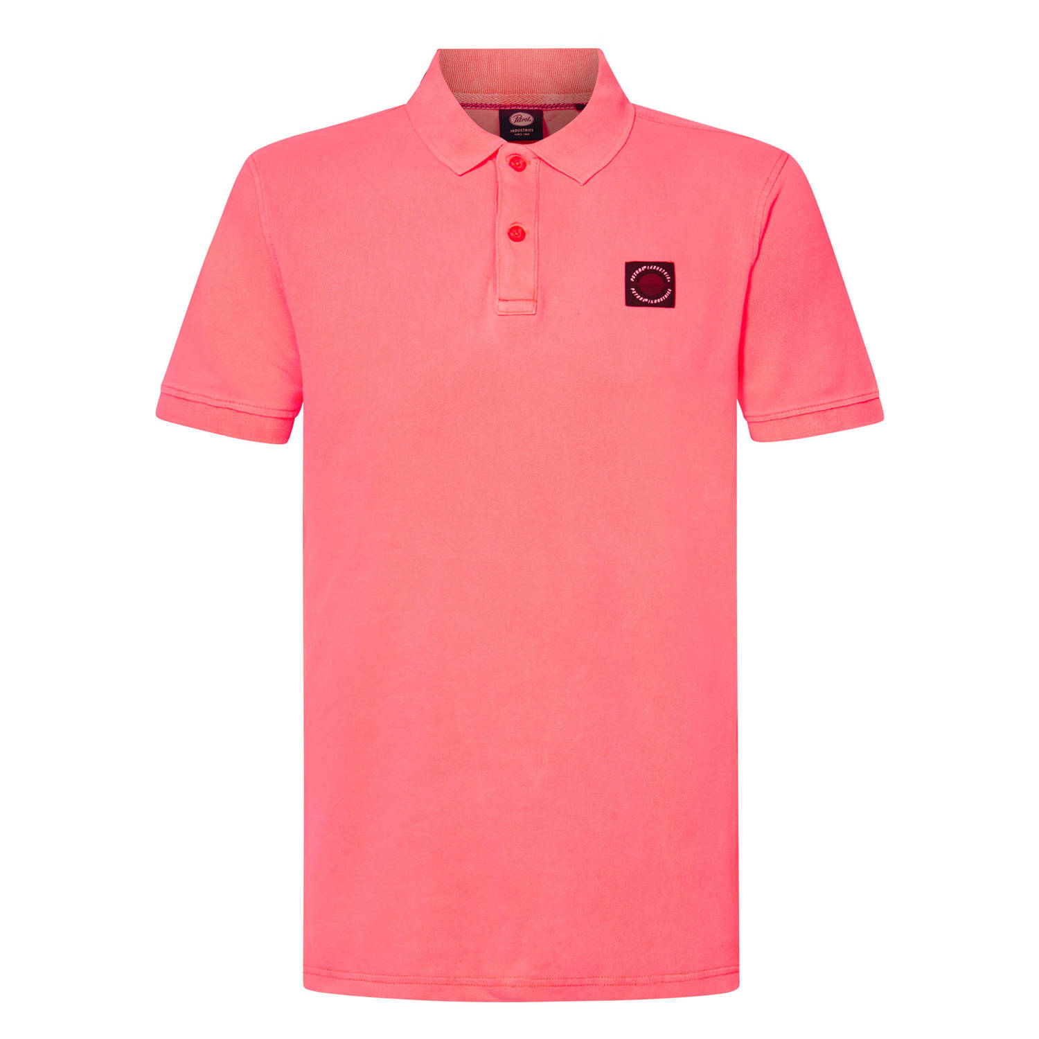 Petrol Korte Mouw Polo Shirt Vurig Koraal Pink Heren