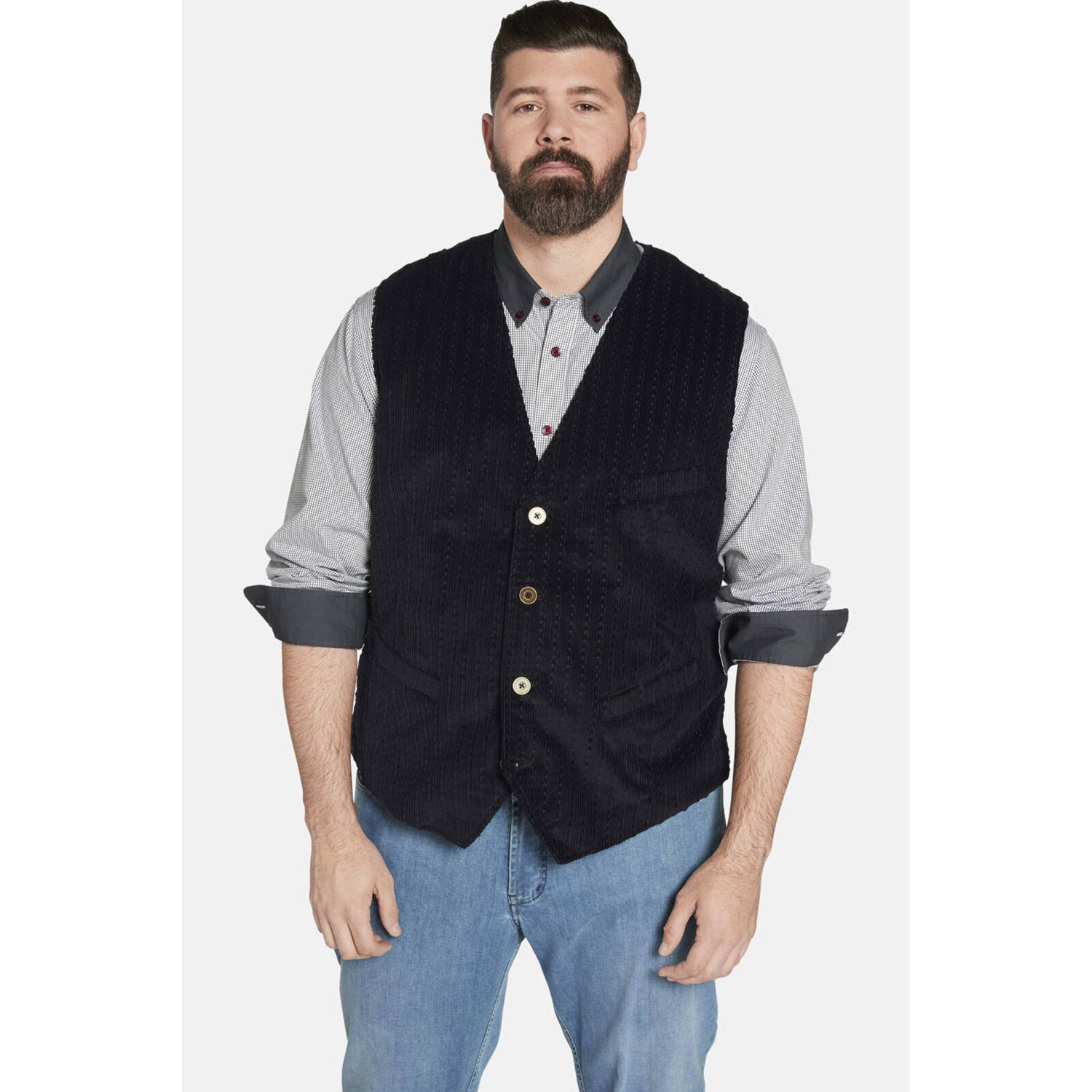 Charles Colby gilet DUKE NEESON Plus Size donkerblauw