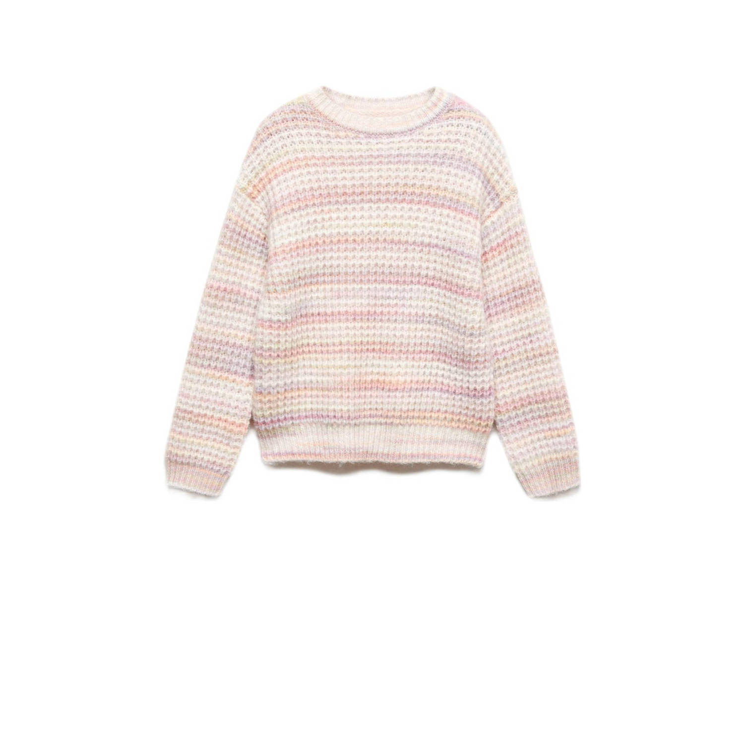 Mango Kids gebreide trui met all over print pastelroze multicolor