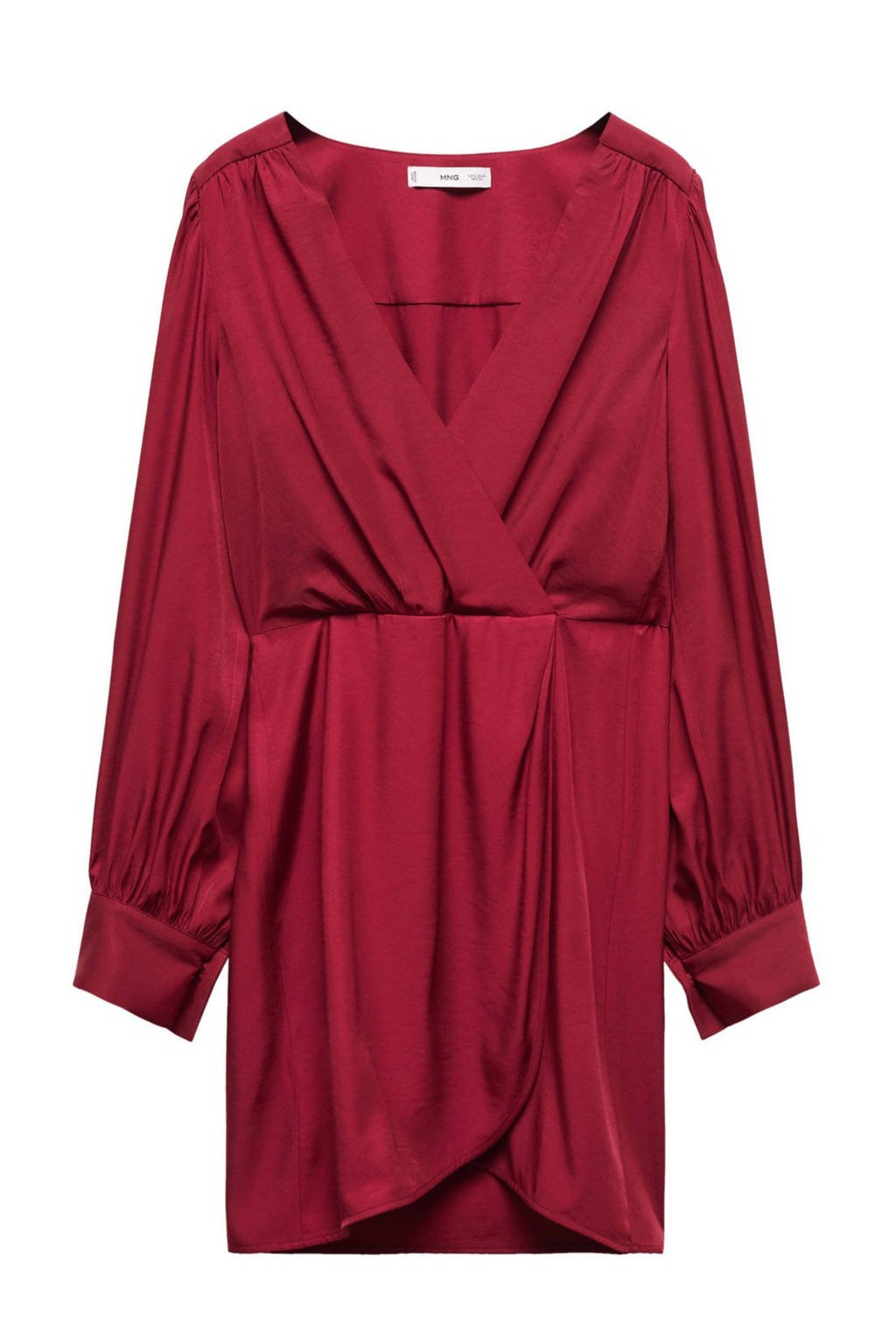 Mango Jurk Rode Jurk Met Lange Mouwen Mango Overslagjurk Met