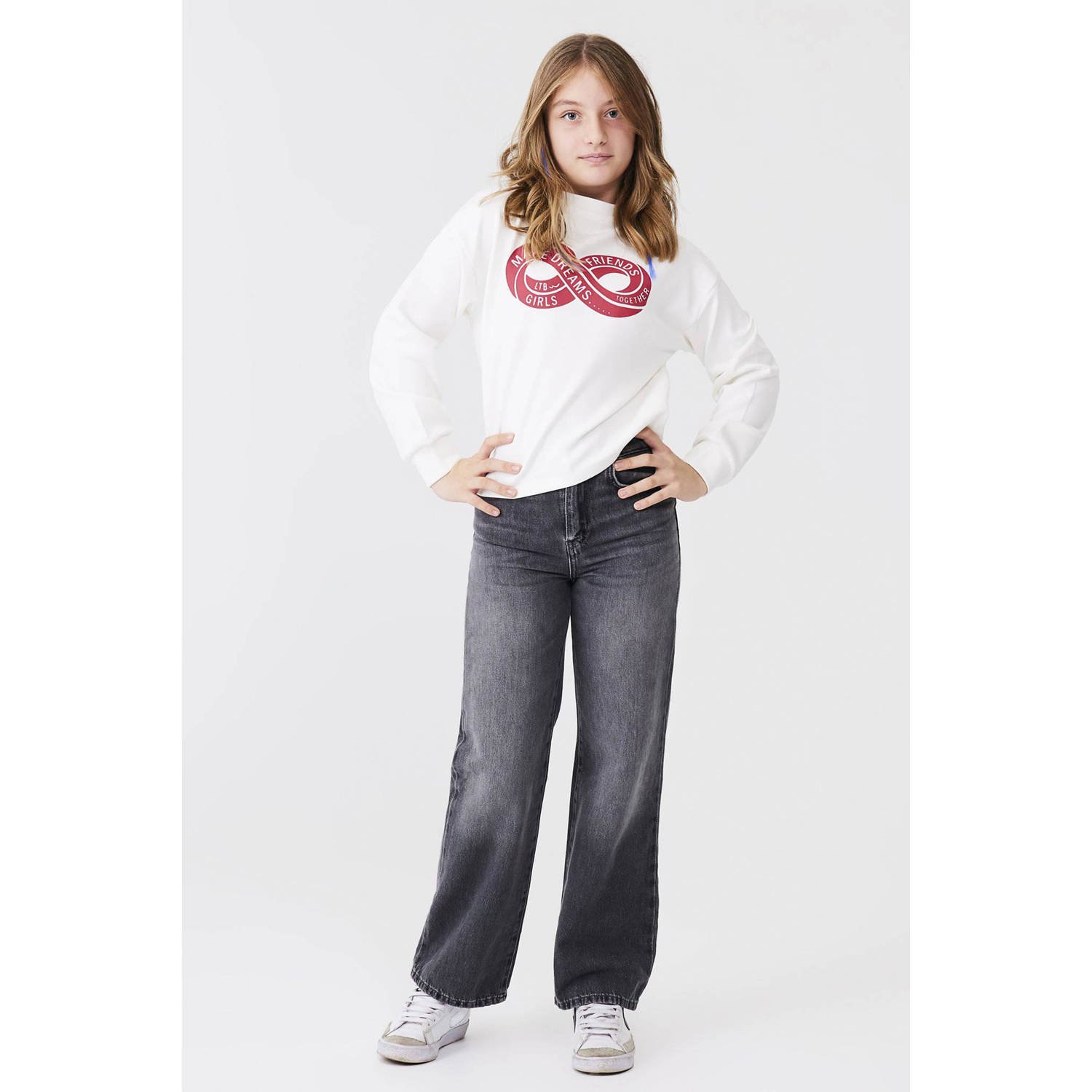 LTB wide leg jeans OLIANA G elia safe wash Grijs Meisjes Denim Effen 116