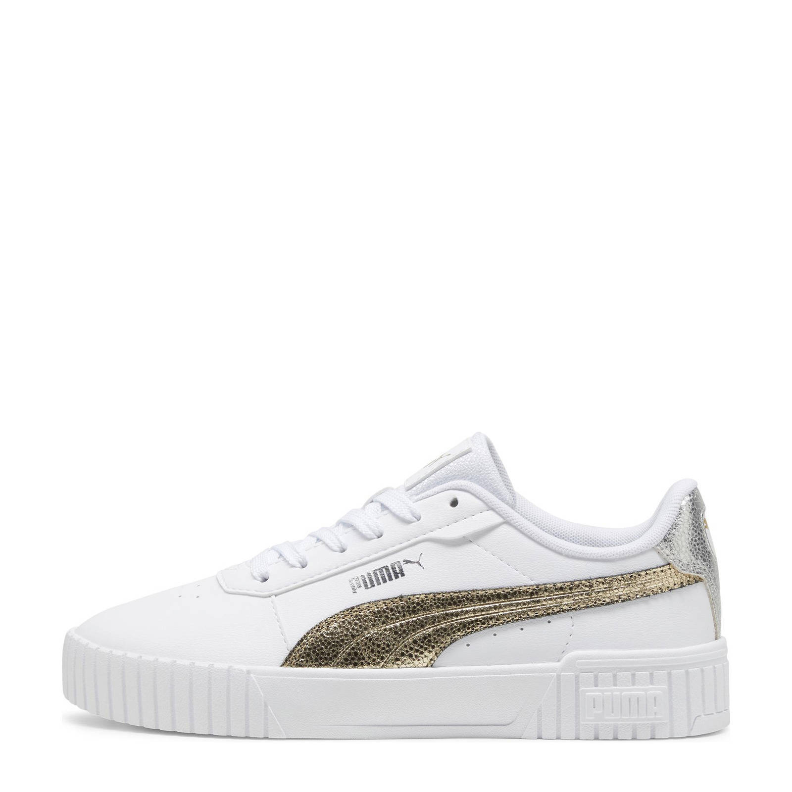 Puma Carina 2.0 Metallic Shine sneakers wit zilver goud wehkamp