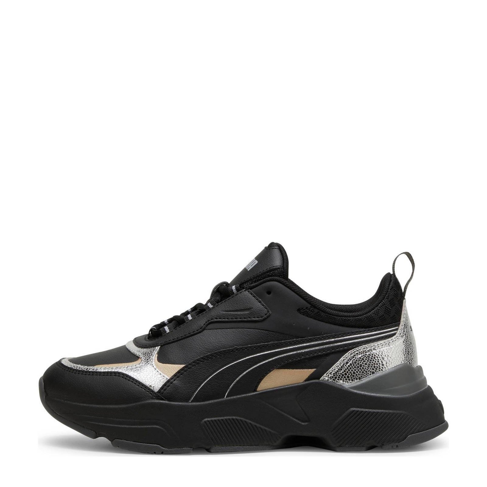 Puma Cassia Metallic Shine sneakers zwart zilver goud wehkamp