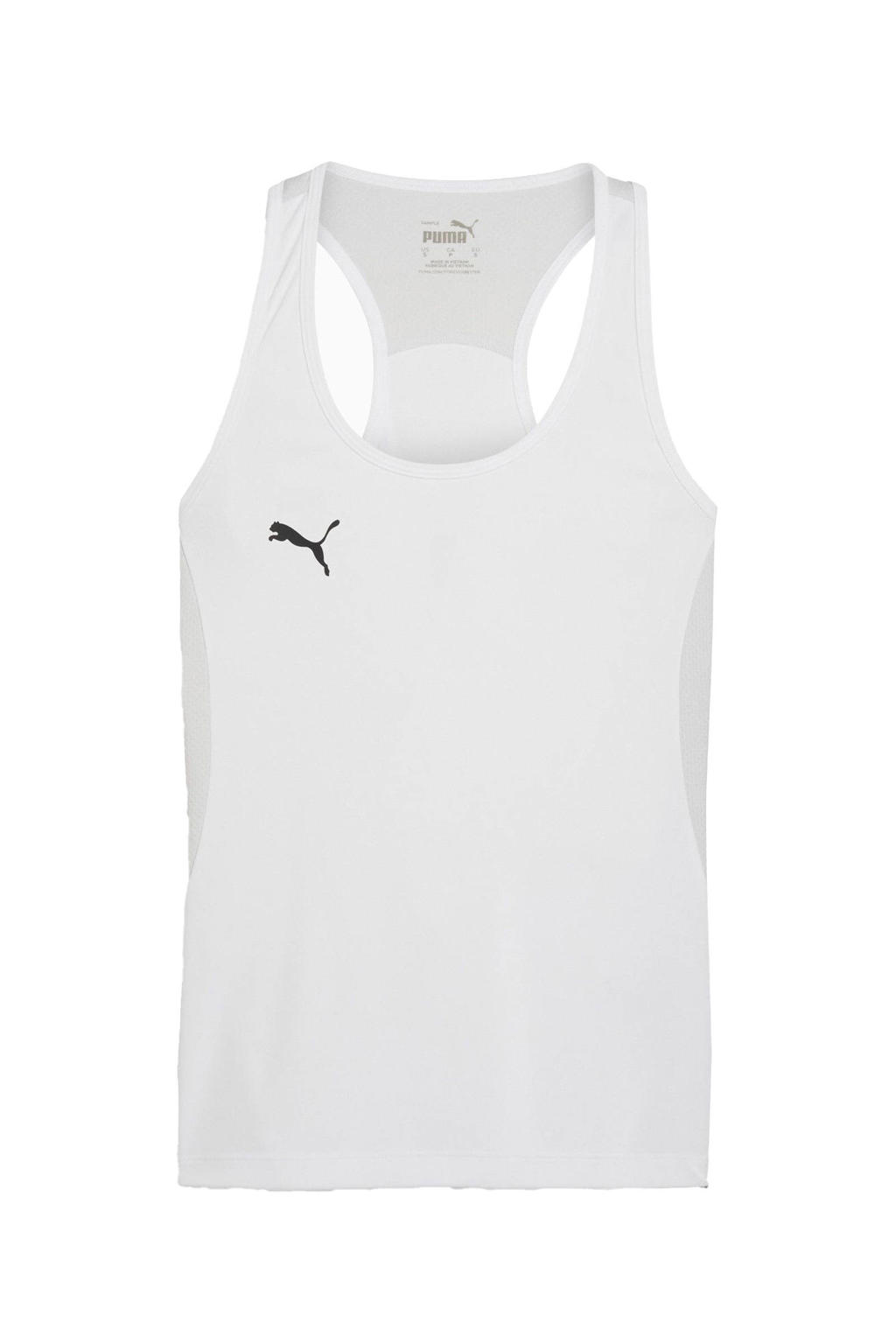 Witte dames Puma sporttop teamGOAL van polyester met effen en ronde hals